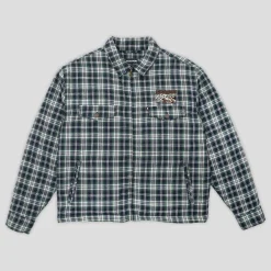 Pass~Port Antler Zip Flannel Jacket - Navy / Green