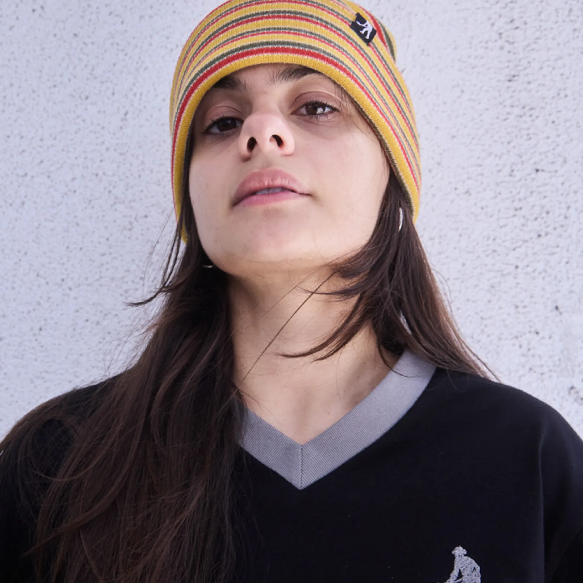 Pass~Port Organic Cotton Stripe Knit Beanie - Mustard Multi