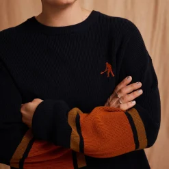 Pass~Port Organic Cotton Stripe Knit Sweater - Navy