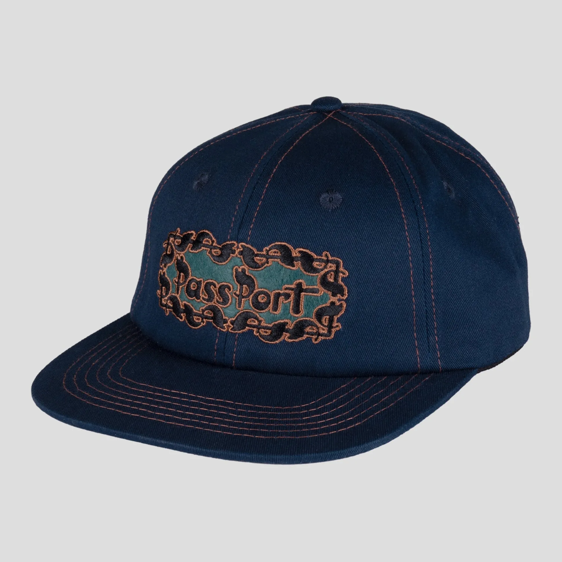 Pass~Port Pattoned Casual Cap - Navy