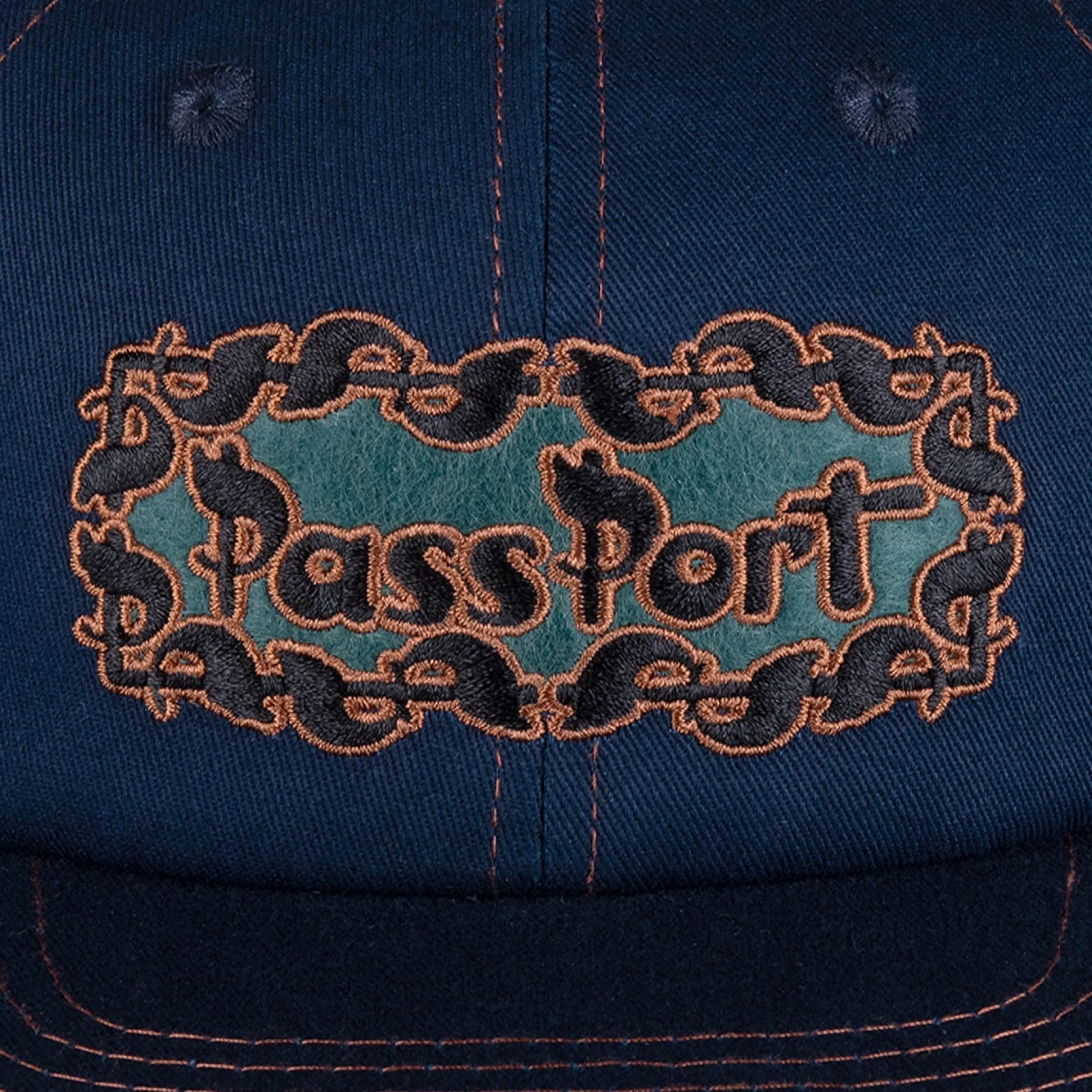 Pass~Port Pattoned Casual Cap - Navy