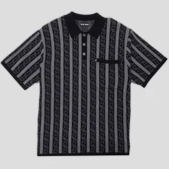 Pass~Port Pattoned Knit Polo - Black