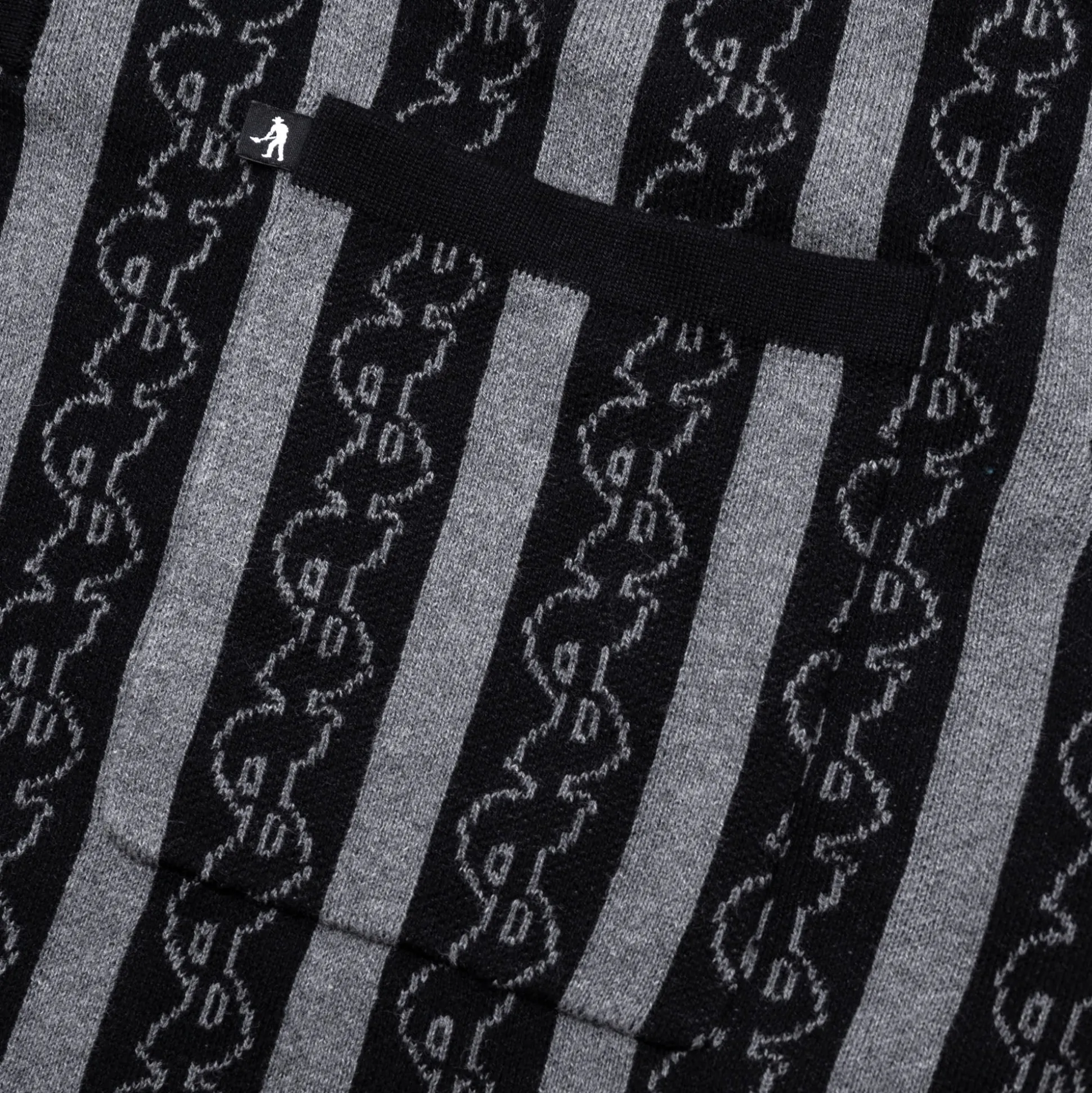 Pass~Port Pattoned Knit Polo Long Sleeve - Black