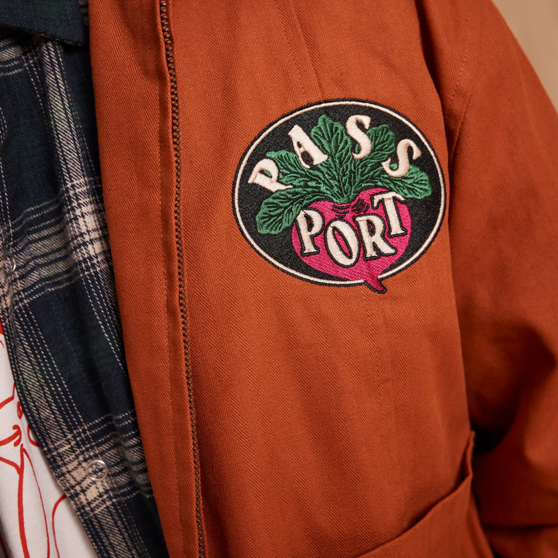 Pass~Port Radish Herringbone Workers Jacket - Deep Rust
